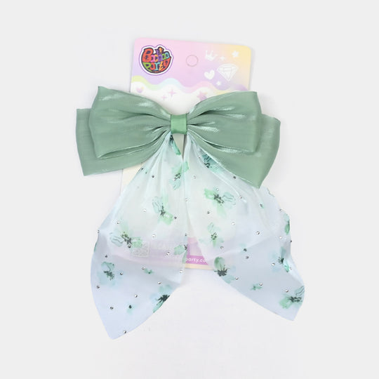 Cute Fabric Bow Hair Pin with Metal Clip