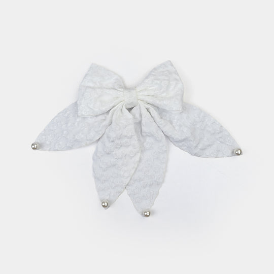 Cute Fabric Bow Hair Pin with Metal Clip