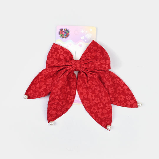 Cute Fabric Bow Hair Pin with Metal Clip