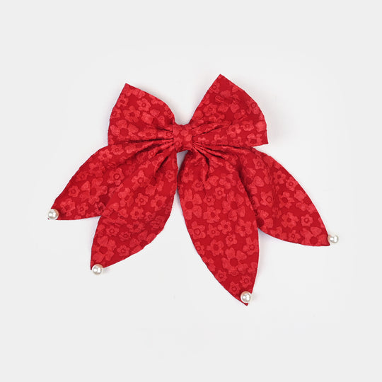 Cute Fabric Bow Hair Pin with Metal Clip