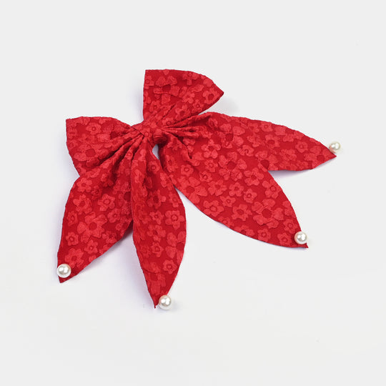 Cute Fabric Bow Hair Pin with Metal Clip
