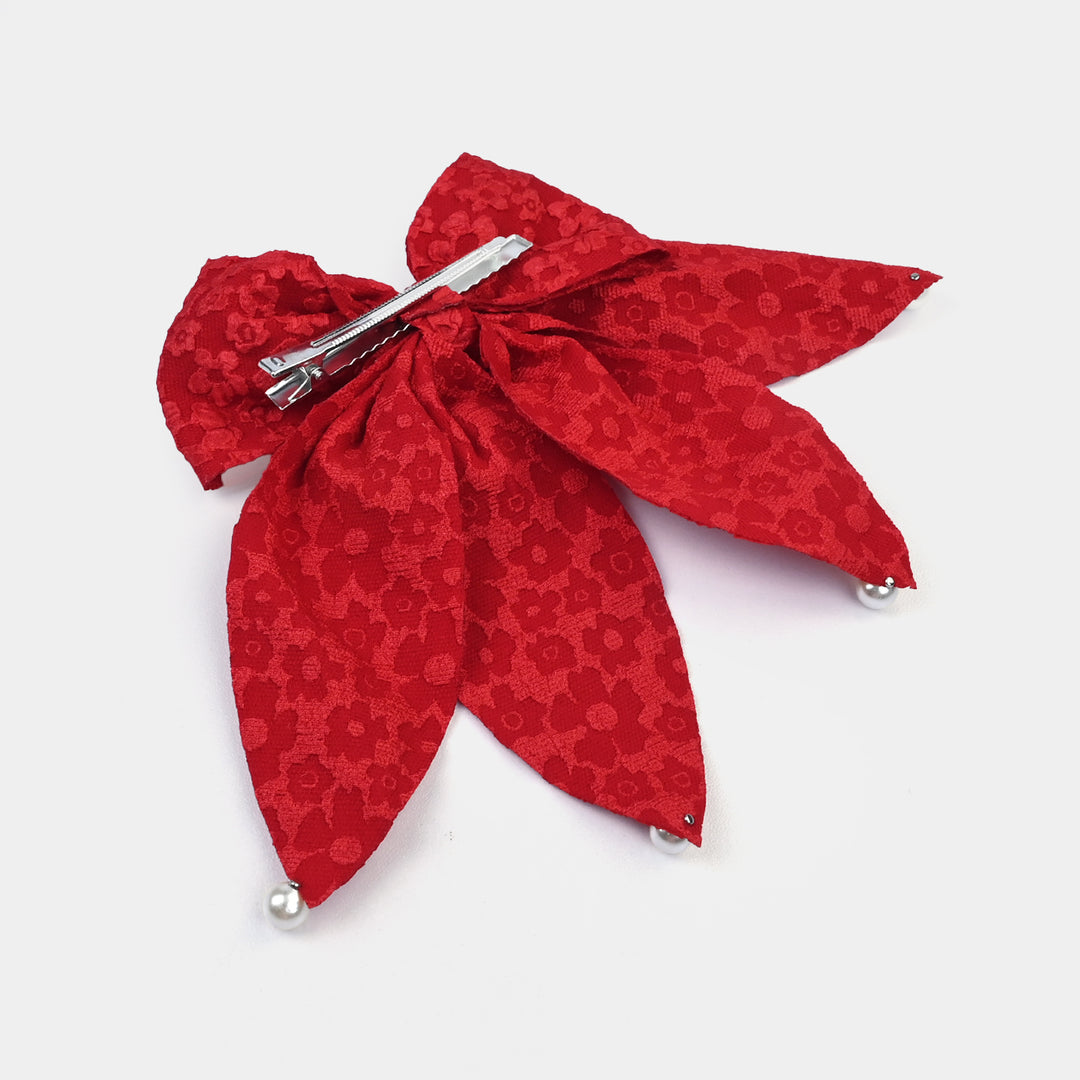 Cute Fabric Bow Hair Pin with Metal Clip