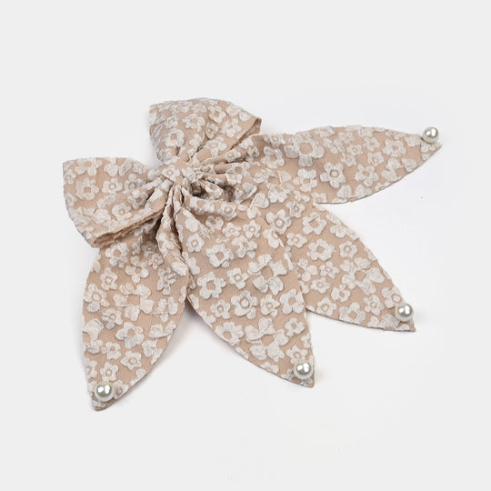 Cute Fabric Bow Hair Pin with Metal Clip