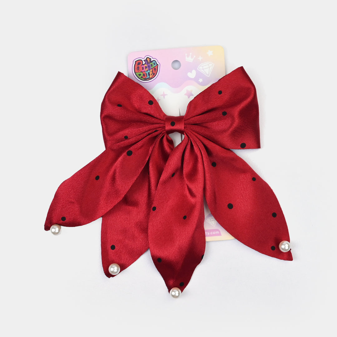 Cute Fabric Bow Hair Pin with Metal Clip
