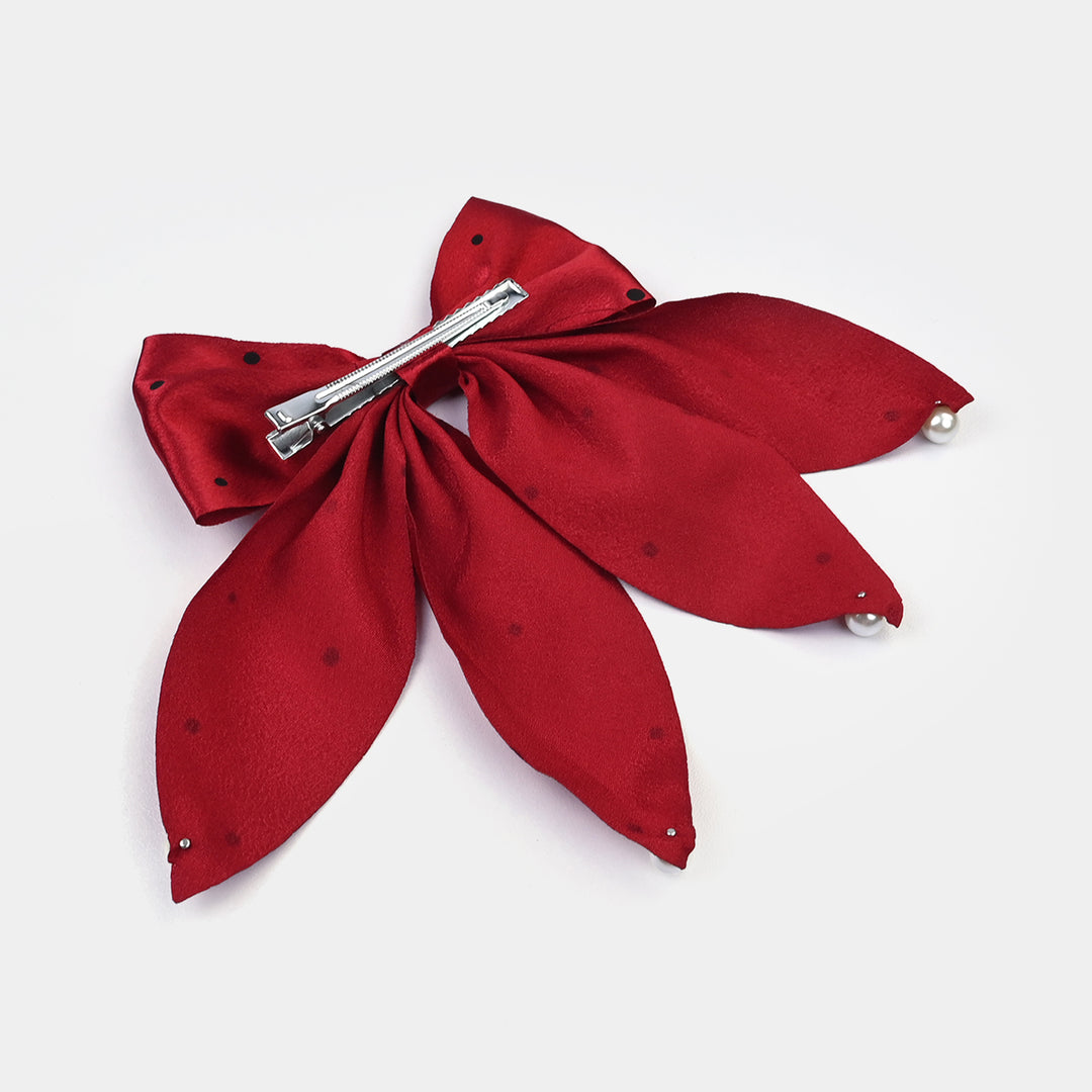 Cute Fabric Bow Hair Pin with Metal Clip