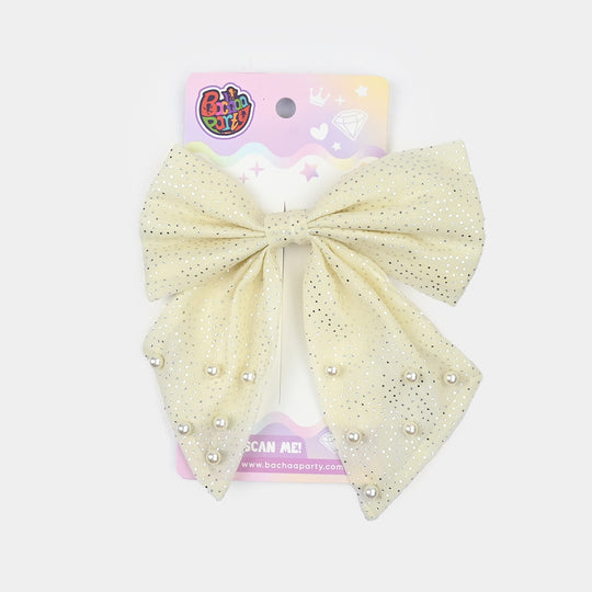 Cute Fabric Bow Hair Pin with Metal Clip