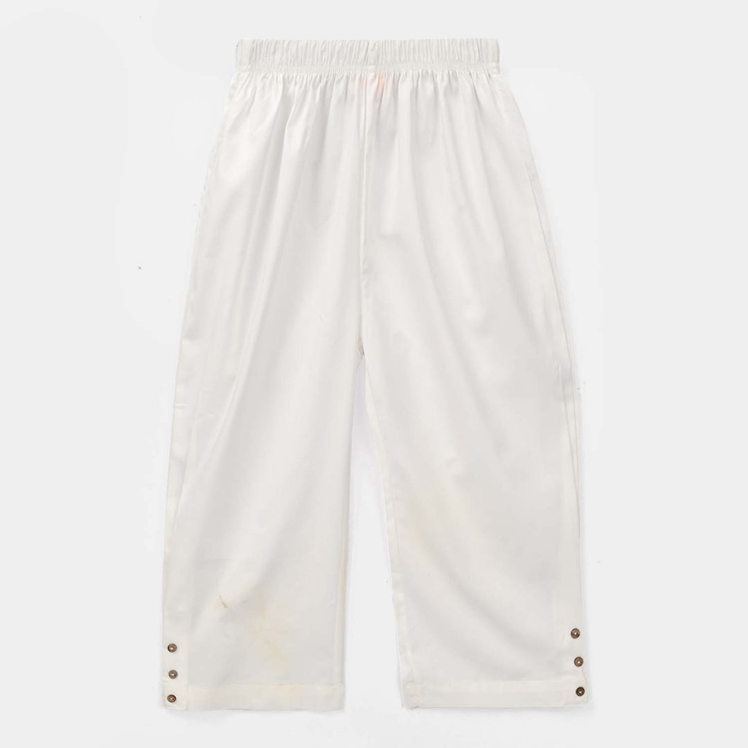 Girls Cotton Pant Shalwar Style - White