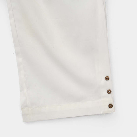Girls Cotton Pant Shalwar Style - White