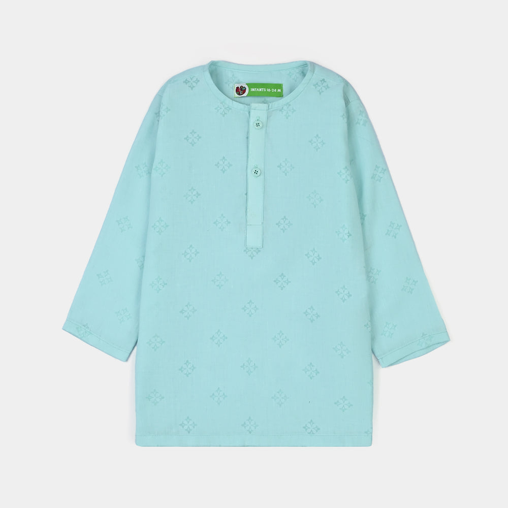 Infant Boys Poly Viscos Basic Kurta (Burn Out) - Aqua