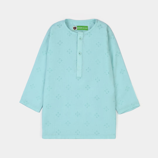 Infant Boys Poly Viscos Basic Kurta (Burn Out) - Aqua