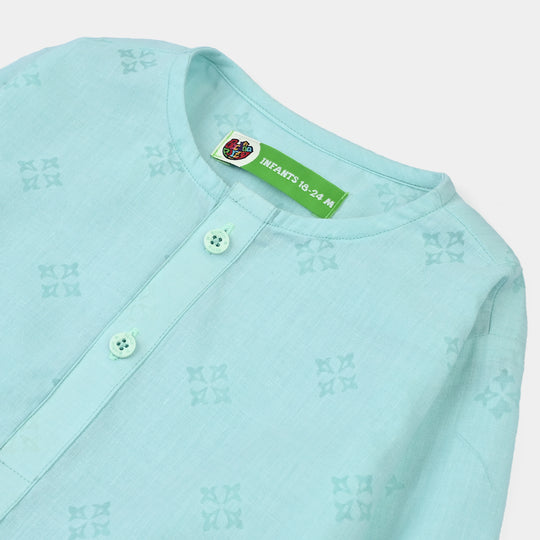 Infant Boys Poly Viscos Basic Kurta (Burn Out) - Aqua