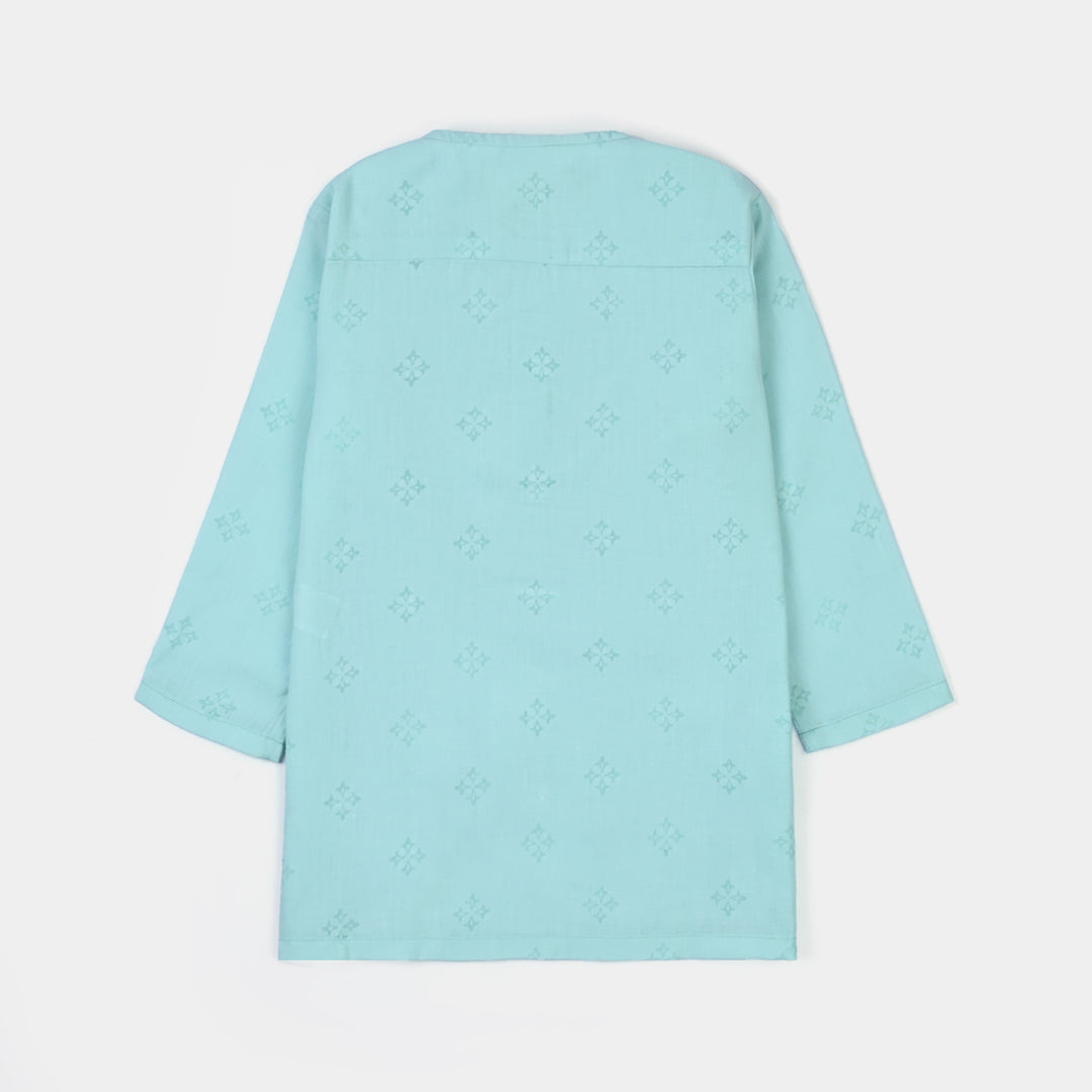 Infant Boys Poly Viscos Basic Kurta (Burn Out) - Aqua