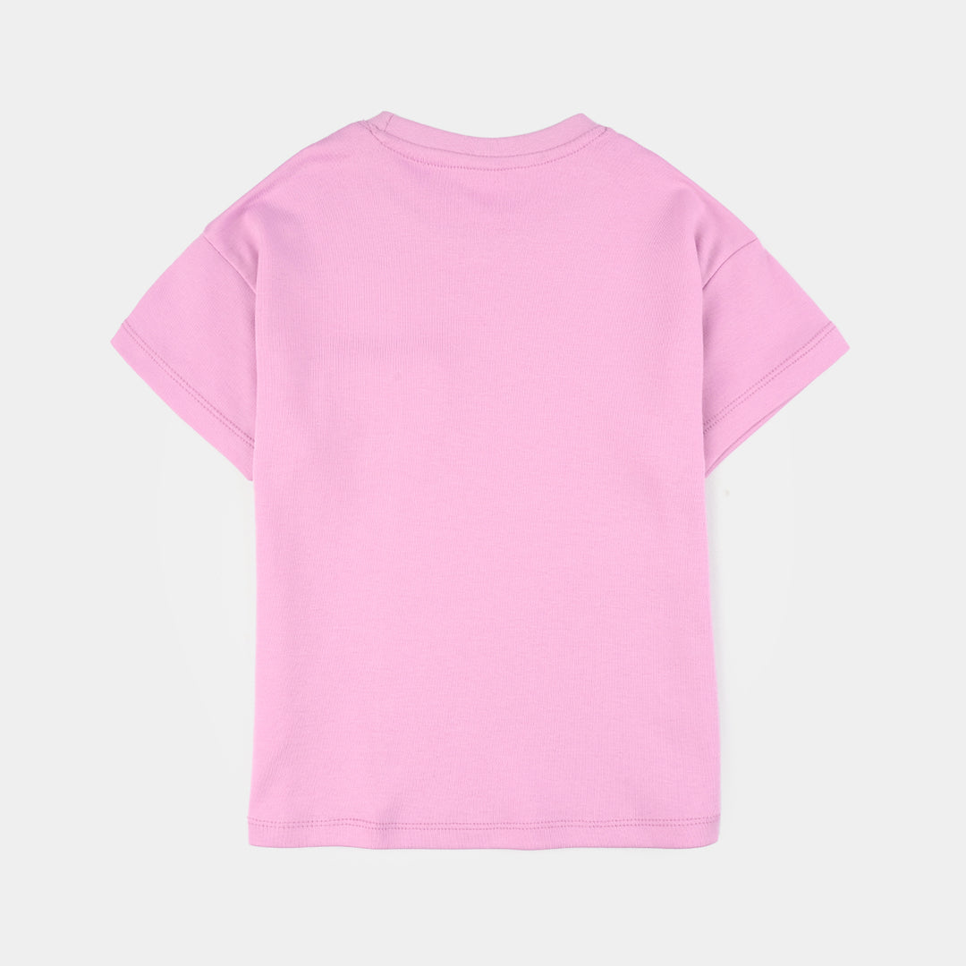 Girls Cotton Interlock 2-Piece Suit (Smiley Face) - Pink