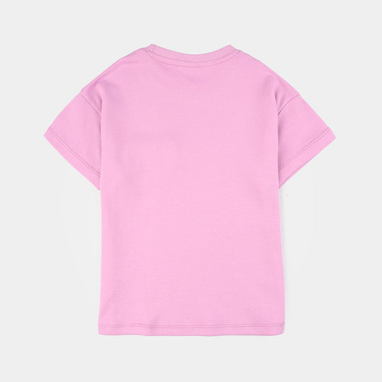 Girls Cotton Interlock 2-Piece Suit (Smiley Face) - Pink