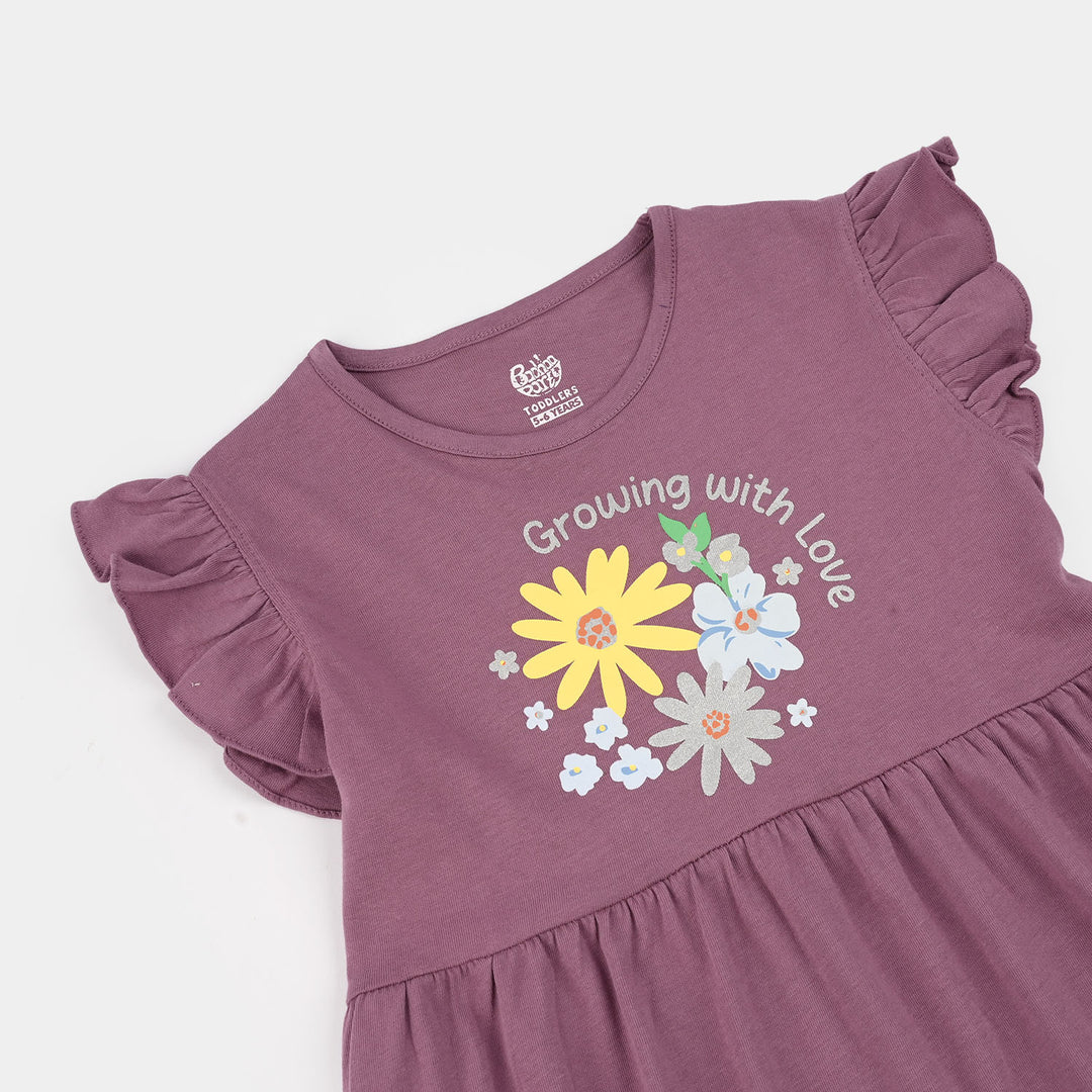 Girls Jersey Terry Knitted Frock (Growing With Love) - Purple