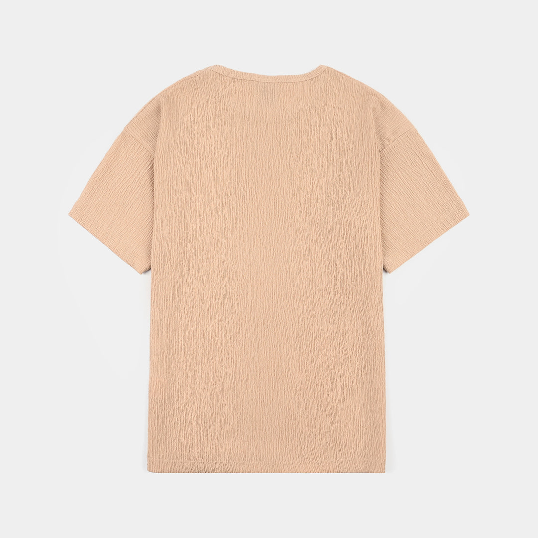 Girls Poly Crinkle T-Shirt (Squad Goals) - Brown