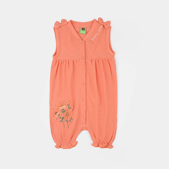 Infant Girls Poly Crinkle Knitted Romper (Little One) - Orange