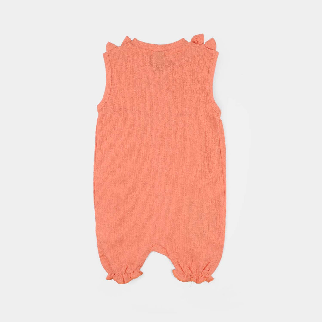 Infant Girls Poly Crinkle Knitted Romper (Little One) - Orange
