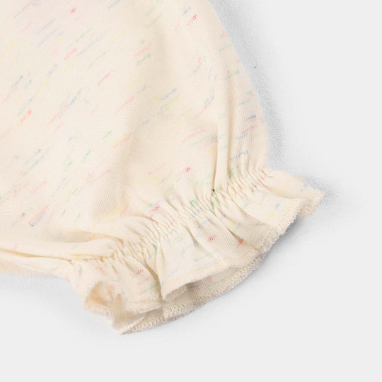 Infant Girls Cotton Jersey Knitted Romper (Ruffle Detail) - Strawberry/White