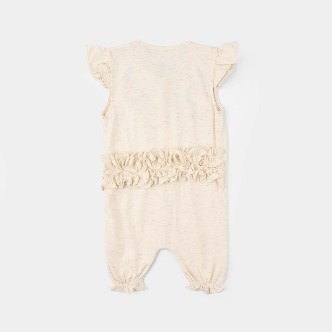 Infant Girls Cotton Jersey Knitted Romper (Ruffle Detail) - Strawberry/White