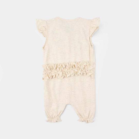 Infant Girls Cotton Jersey Knitted Romper (Ruffle Detail) - Strawberry/White
