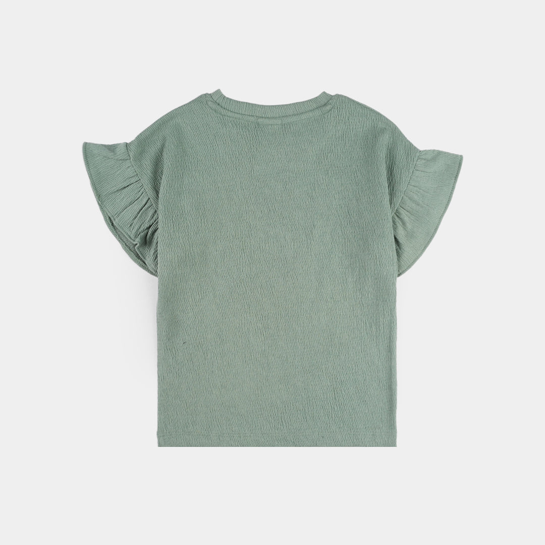 Infant Girls Poly Crinkle Knitted Suit (Be Happy) - Green