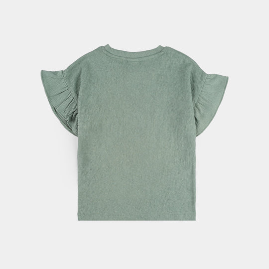 Infant Girls Poly Crinkle Knitted Suit (Be Happy) - Green