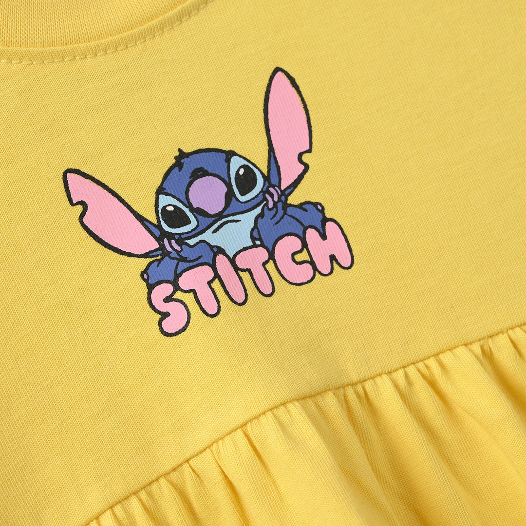 Infant Girls Jersey/Terry Knitted Frock Stitch-Lemon.Drop