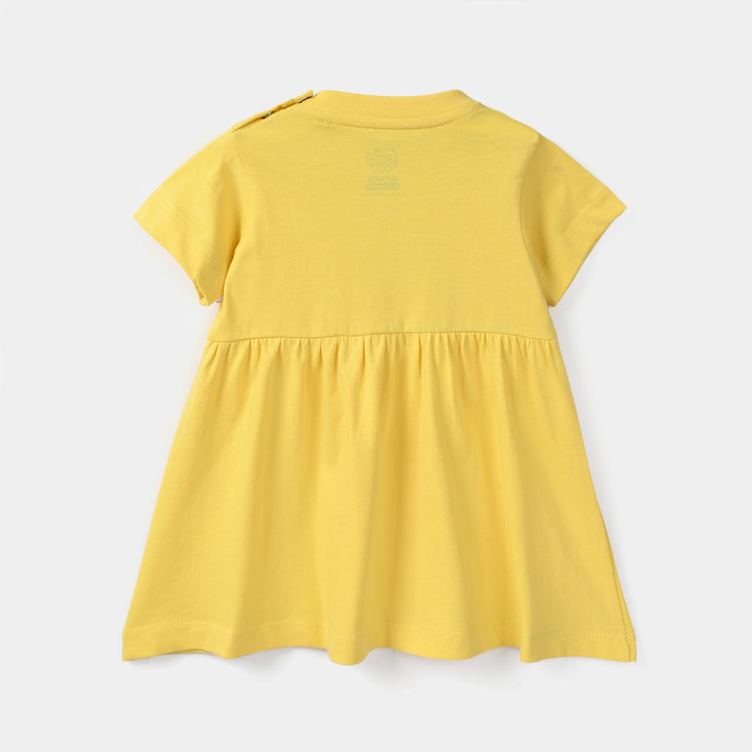 Infant Girls Jersey/Terry Knitted Frock Stitch-Lemon.Drop