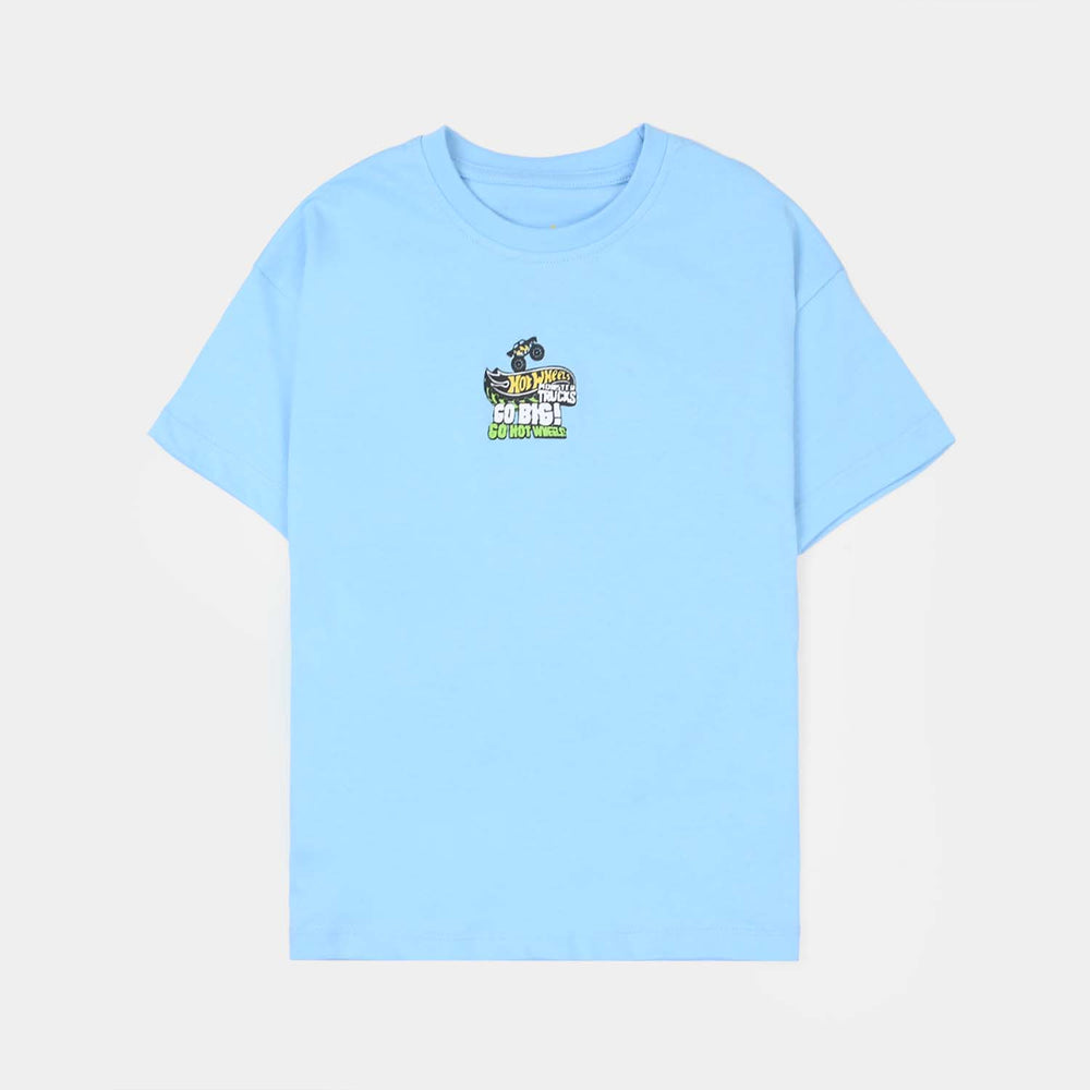 Boys Jersey/Terry T-Shirt (Hot Wheels) - Light Blue