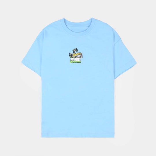Boys Jersey/Terry T-Shirt (Hot Wheels) - Light Blue
