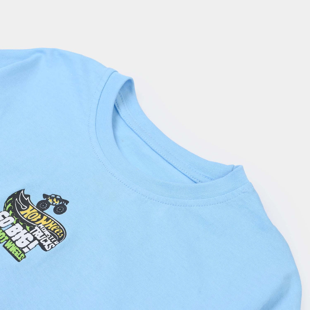 Boys Jersey/Terry T-Shirt (Hot Wheels) - Light Blue