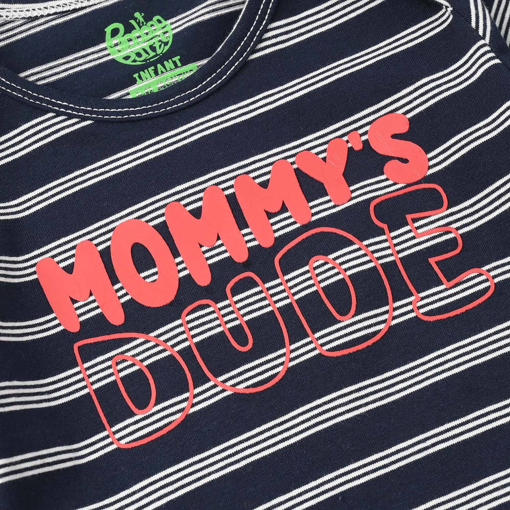 Infant Unisex Yarn Dyed Basic Romper (Mommys Dud) – Navy