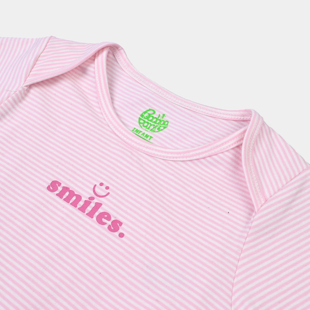 Infant Unisex Basic Romper - Pink Yarn Dyed