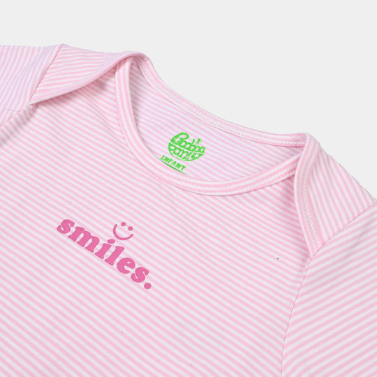 Infant Unisex Basic Romper - Pink Yarn Dyed