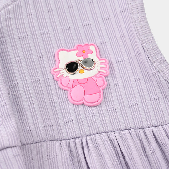 Infant Girls Jacquard Knitted Romper (KITTY) - Purple