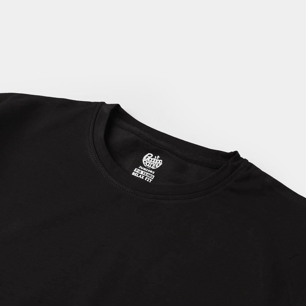 Boys Lycra Jersey Basic T-Shirt – Jet Black