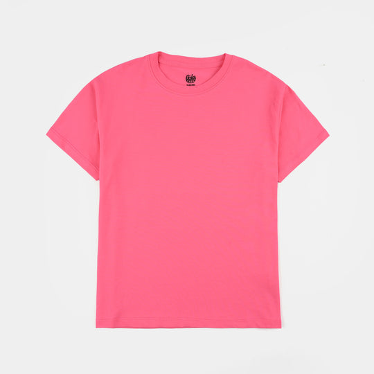 Boys Lycra Jersey Basic T-Shirt - Hot Pink
