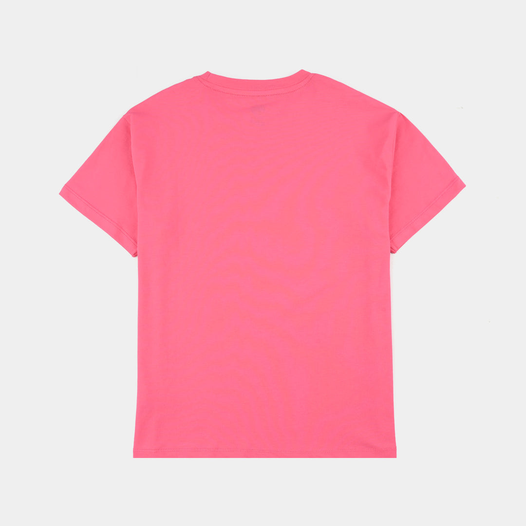 Boys Lycra Jersey Basic T-Shirt - Hot Pink