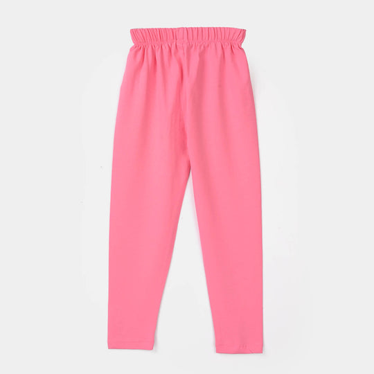 Girls Lycra Jersey Tights (Pink Silver Heart) – Pink