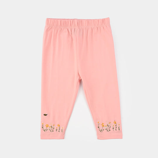 Infant Girls Lycra Jersey Embroidered Tights (Bee) - Pink
