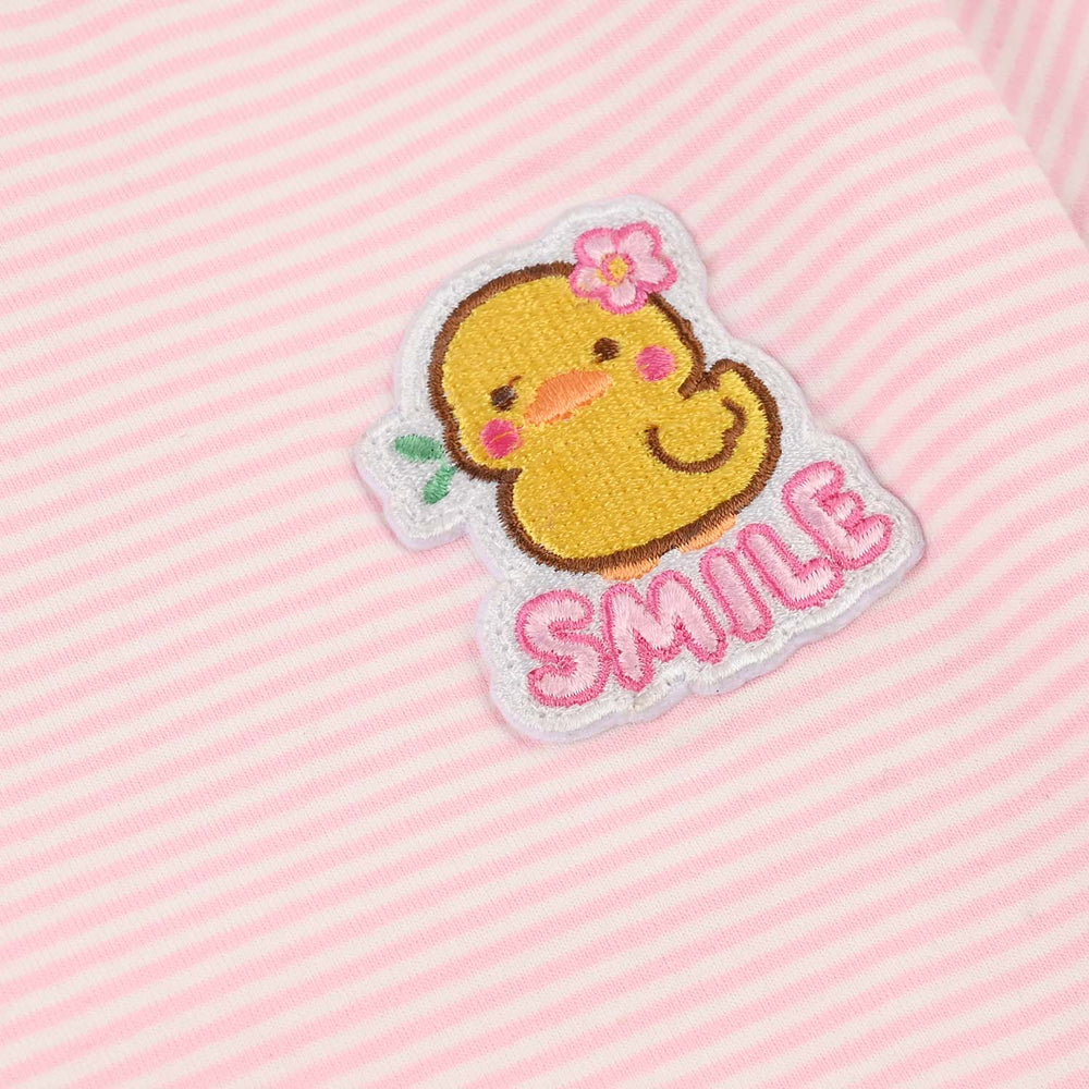 Infant Girls Yarn Dyed T-Shirt - Pink/White