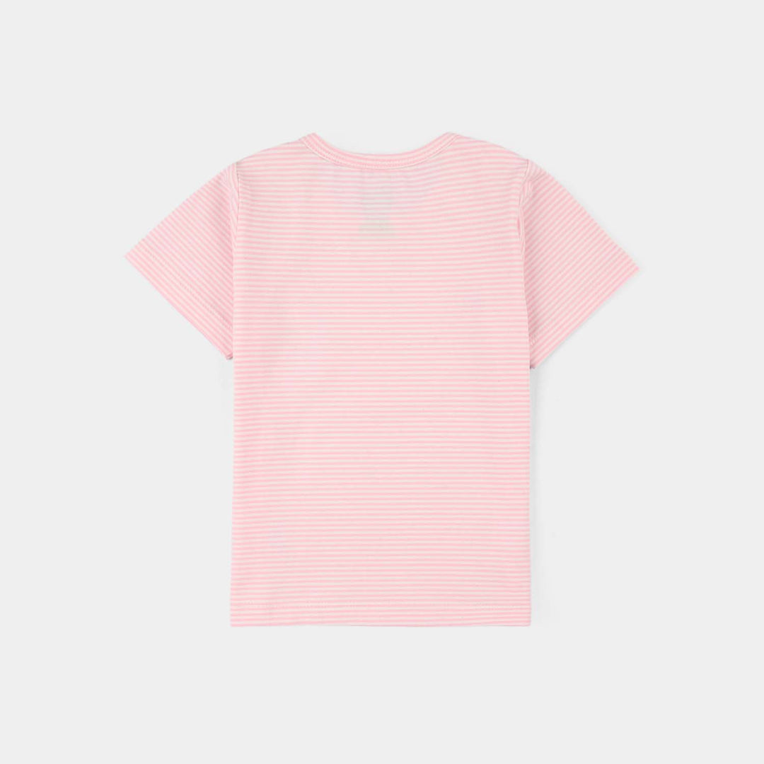 Infant Girls Yarn Dyed T-Shirt - Pink/White