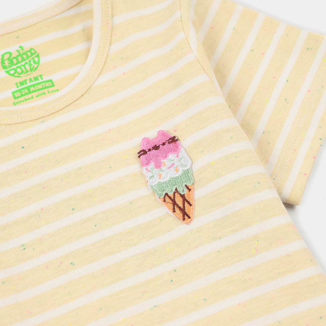 Infant Girls Yarn Dyed Striped T-Shirt - Yellow/White