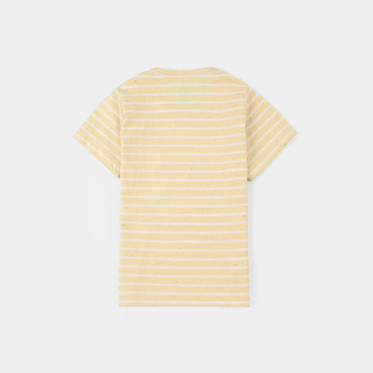 Infant Girls Yarn Dyed Striped T-Shirt - Yellow/White