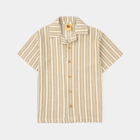 Boys Jacquard 2 Piece Suit Resort-Brown.White