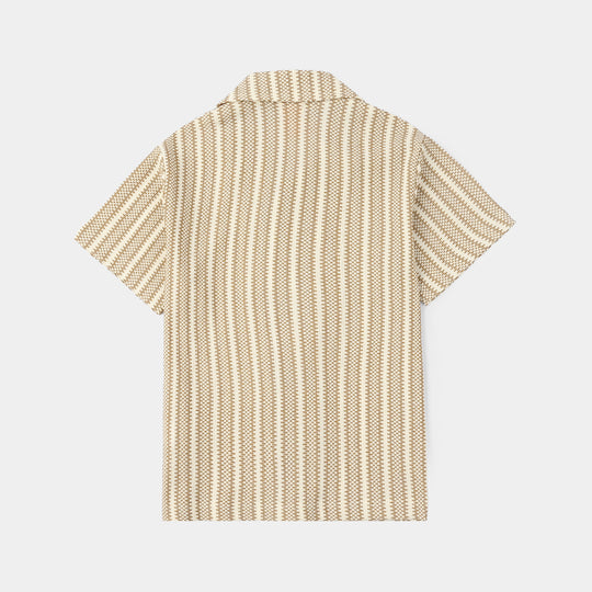 Boys Jacquard 2 Piece Suit Resort-Brown.White