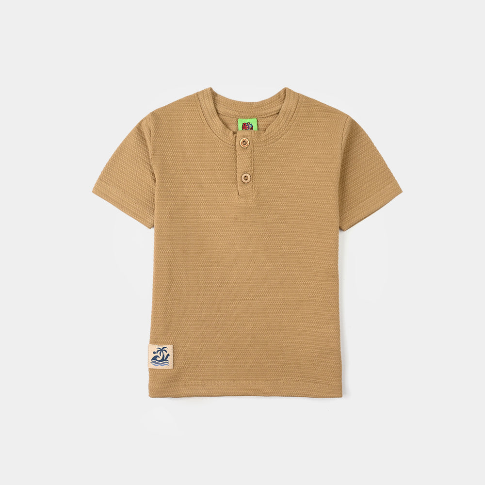 Infant Boys Jacquard T-Shirt (Waves & Palm Tree) – Brown