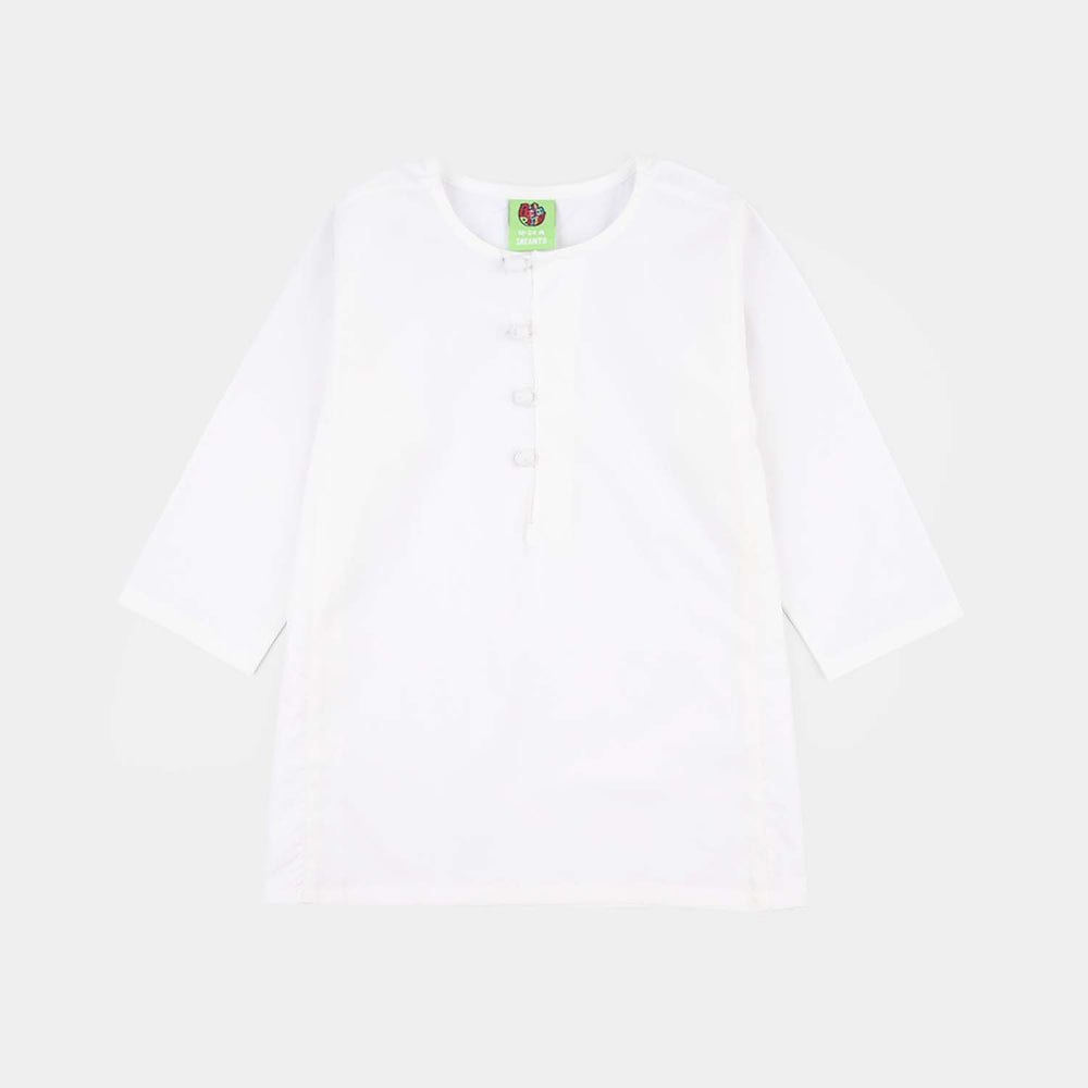 Infant Boys Cotton Poplin Kurta Pajama (Kali) - White