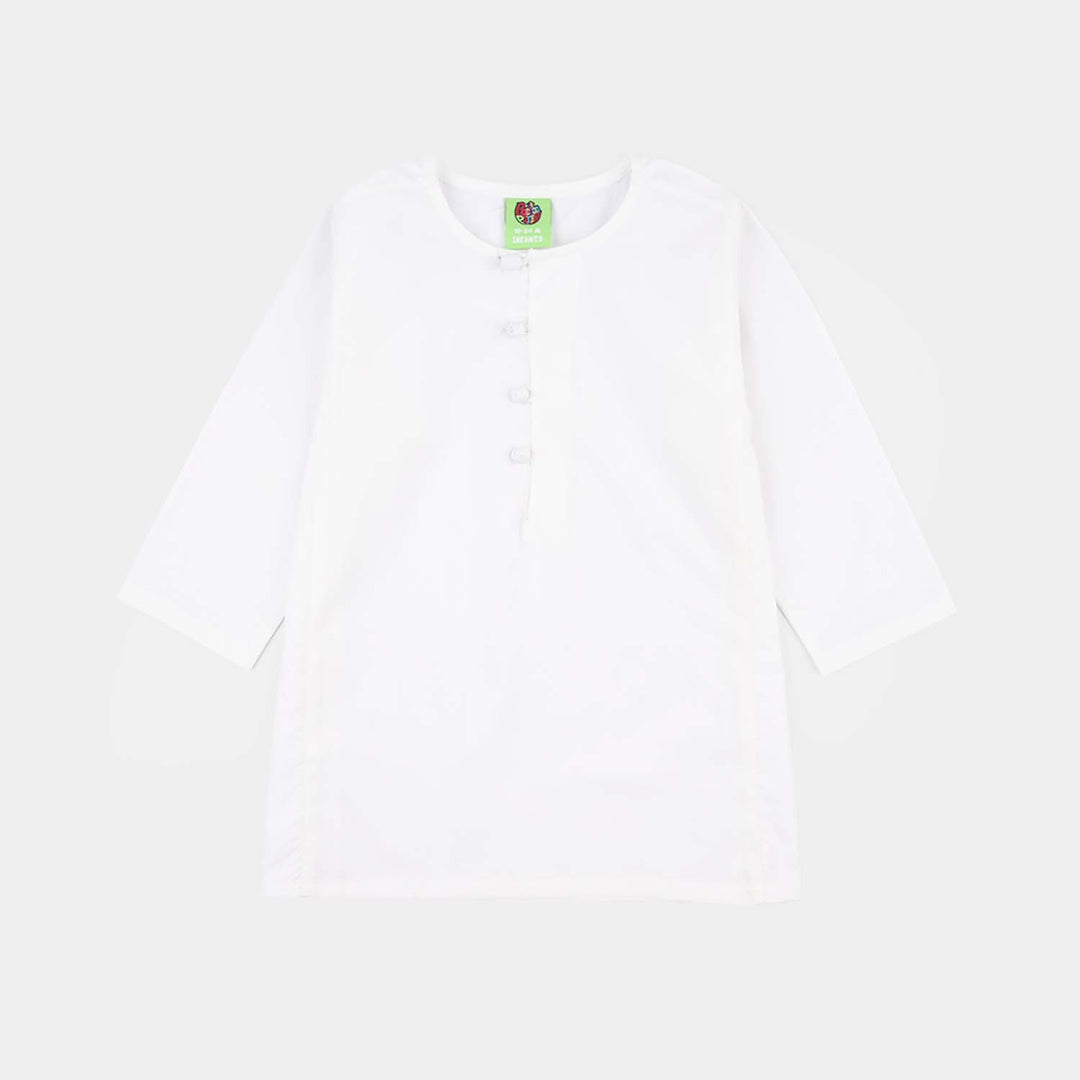 Infant Boys Cotton Poplin Kurta Pajama (Kali) - White